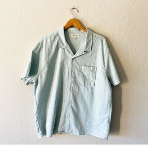 Madewell light blue men linen blend short sleeve buttoned collared shirt XL